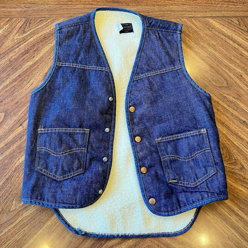 Men's Denim Sherpa-Lined Vest - Blue